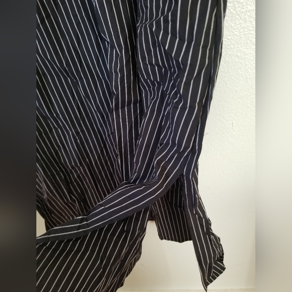 Women's Versatile Long Sleeve Midi Shirtdress - A New Day Black/White Striped XL - Picture 5 of 7